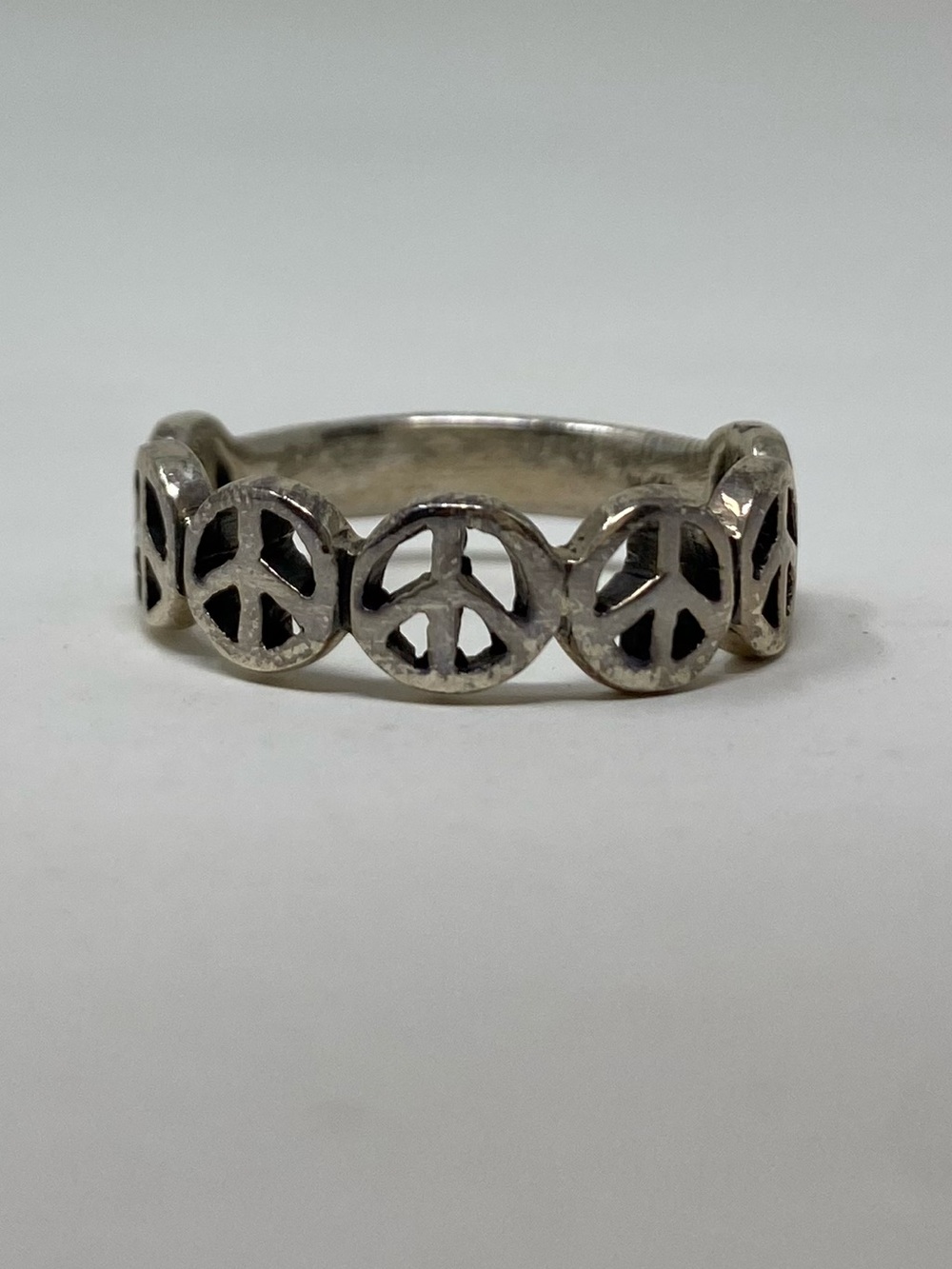 Silver Peace Symbol Band Ring Sterling .925 Women’s Jewelry Size 7